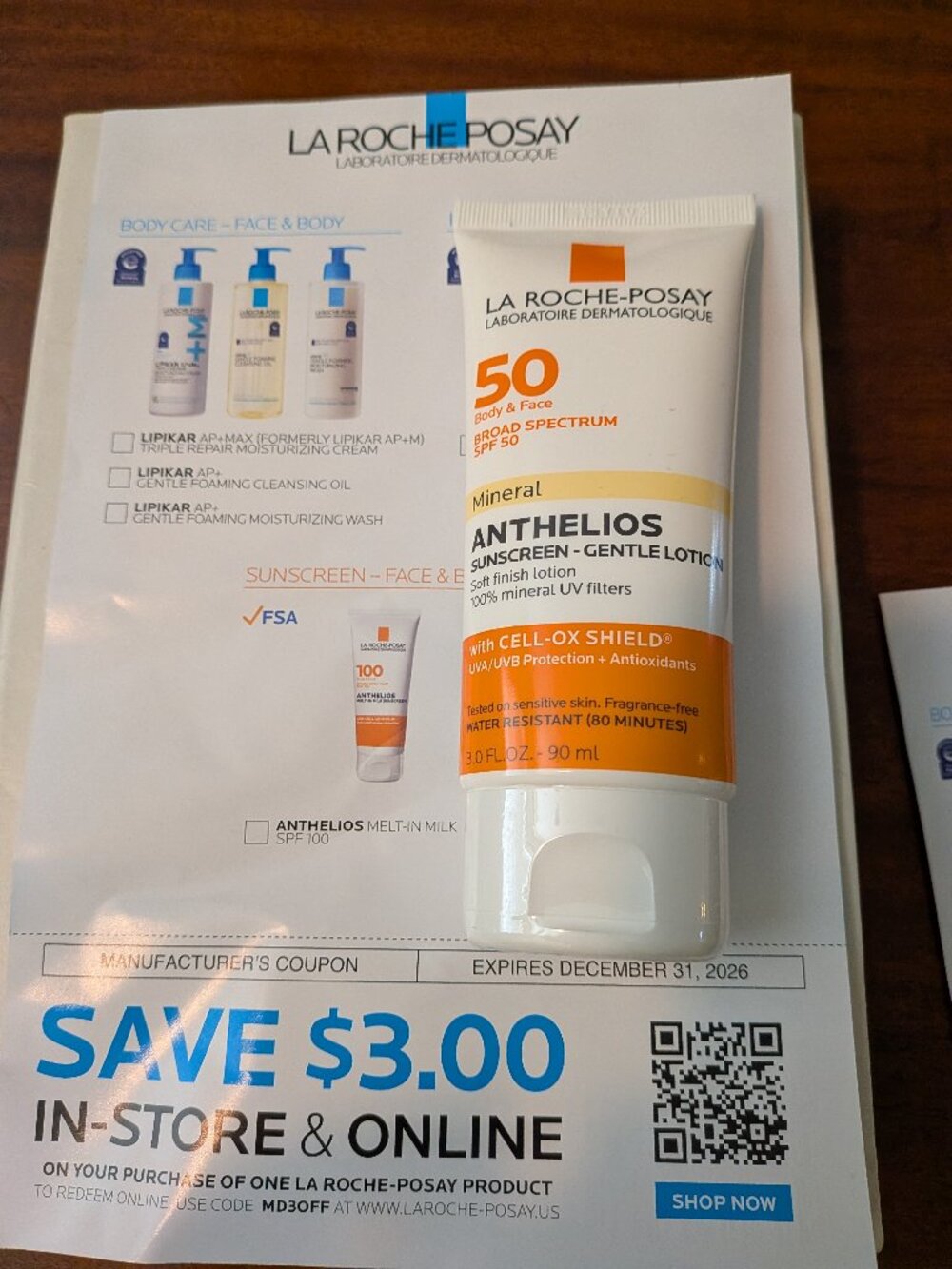 La Roche-Posay Anthelios Mineral Gentle Lotion SPF 50 (3.0 Fl. Oz.) NEW